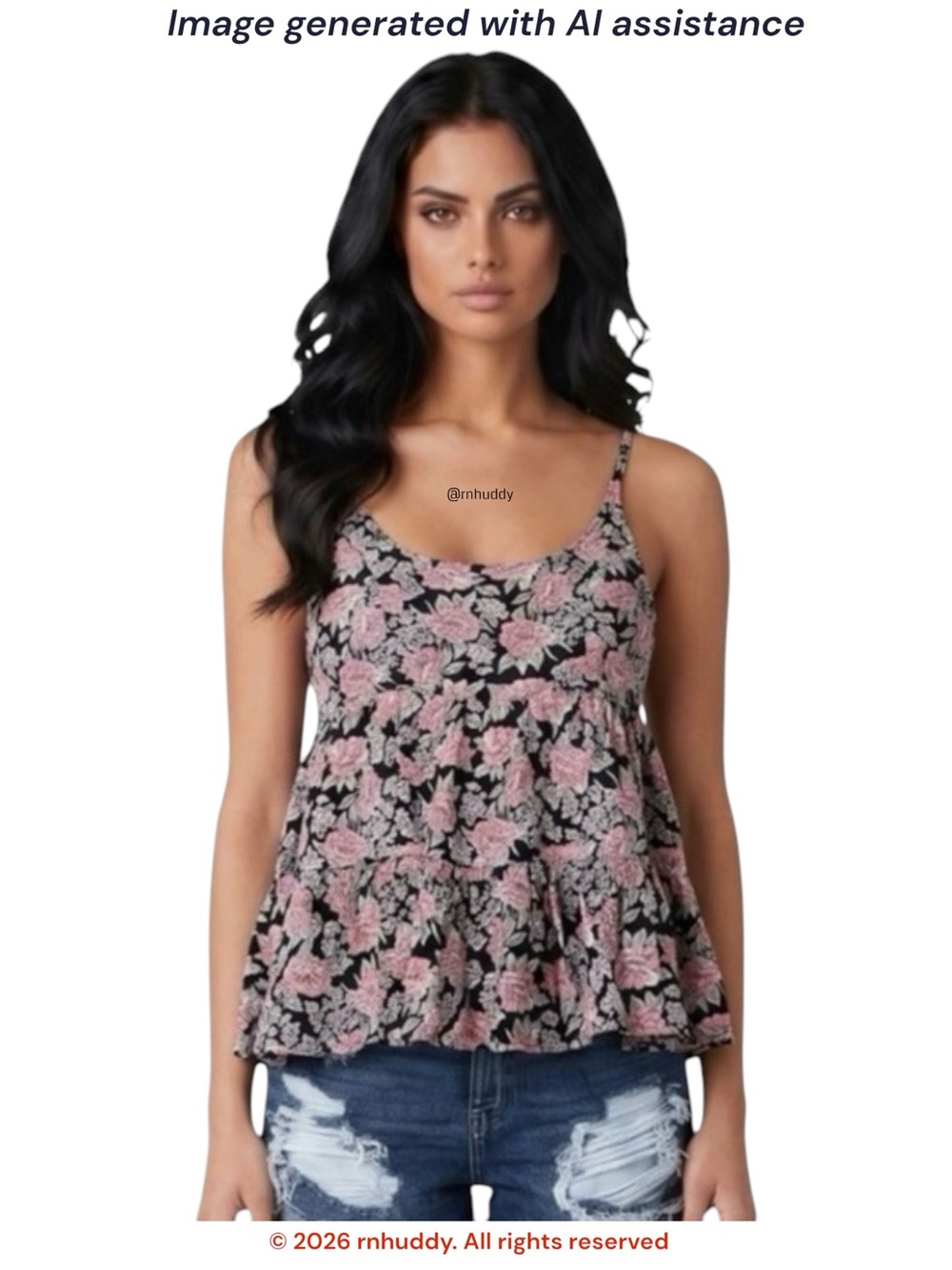 American Eagle M floral flowy babydoll tank top